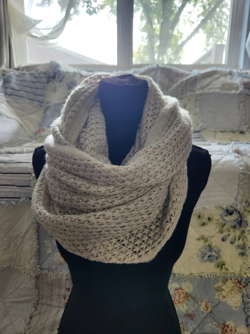 French Connection Cozy Cream open  Knit Infinity Scarf